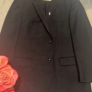 Pronto Uomo Mens Suit Charcoal Striped Flat Front Pants WOOL XL